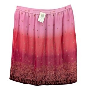 Adini‎ Women's Plus Floral Skirt Size 1X Pleated Cottage Ombre Sheer Paisley NWT